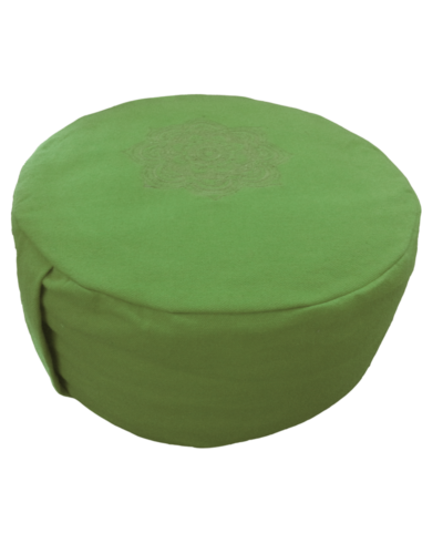 zafu cushion round lotus embroidered with buckwheat filling-green